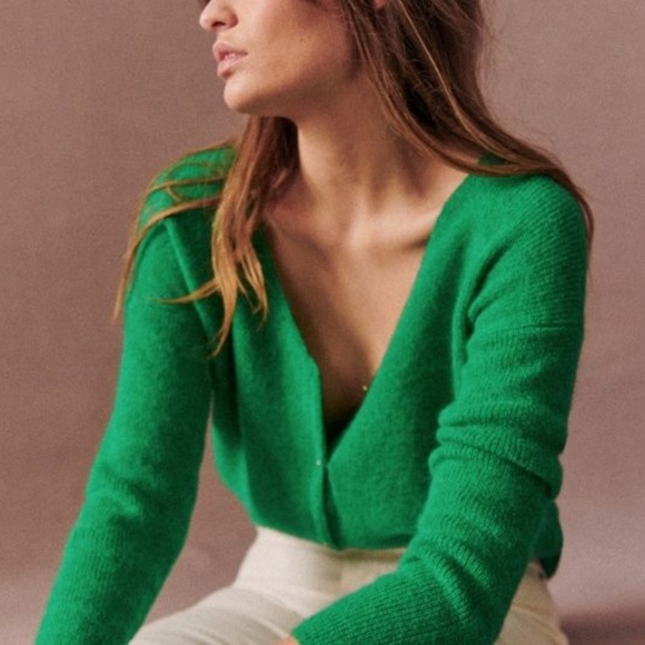 Sezane Sweaters - Sezane Barry Cardigan Bright Green - Size XXS